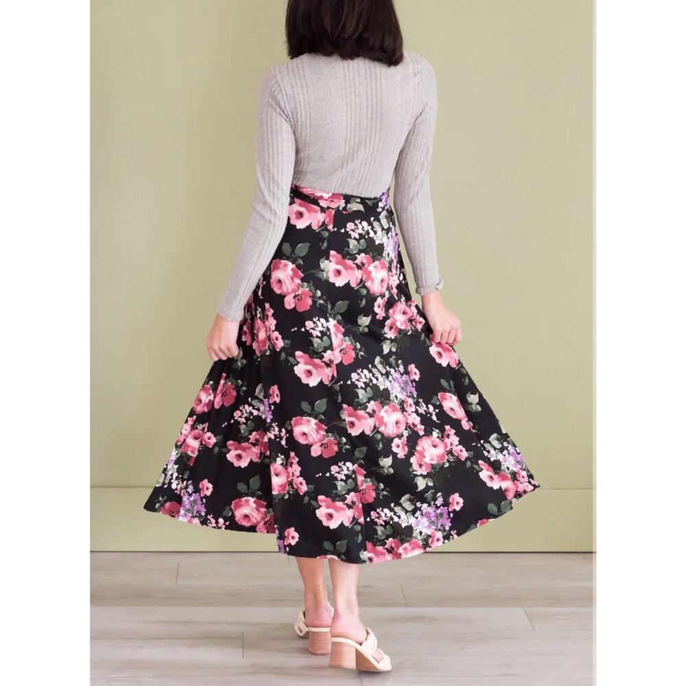 Reb. in J Floral Tie Waist Sweater Midi Dress Office Teacher Casual Sz L NWT - Picture 3 of 4